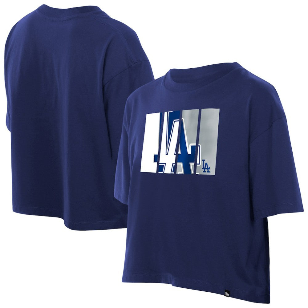 Royal Los Angeles Dodgers New Era Women's Boxy Foil Logo T-Shirt