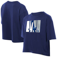 Royal Los Angeles Dodgers New Era Women's Boxy Foil Logo T-Shirt