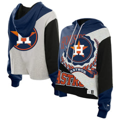 Houston Astros New Era Women's Upcycled Color Block Cropped Boxy Hoodie