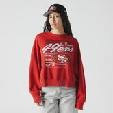 Women's Oversized Throwback Mineral Wash Crew Neck Sweatshirt - San Francisco 49ers Sweatshirts