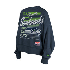 Women's Oversized Throwback Mineral Wash Crew Neck Sweatshirt - Seattle Seahawks Sweatshirts