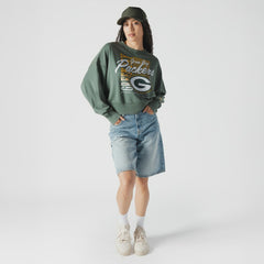 Women's Oversized Throwback Mineral Wash Crew Neck Sweatshirt - Green Bay Packers Sweatshirts