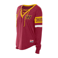 Women's Throwback Lace-Up Long-Sleeve T-Shirt - Washington Commanders T-shirts