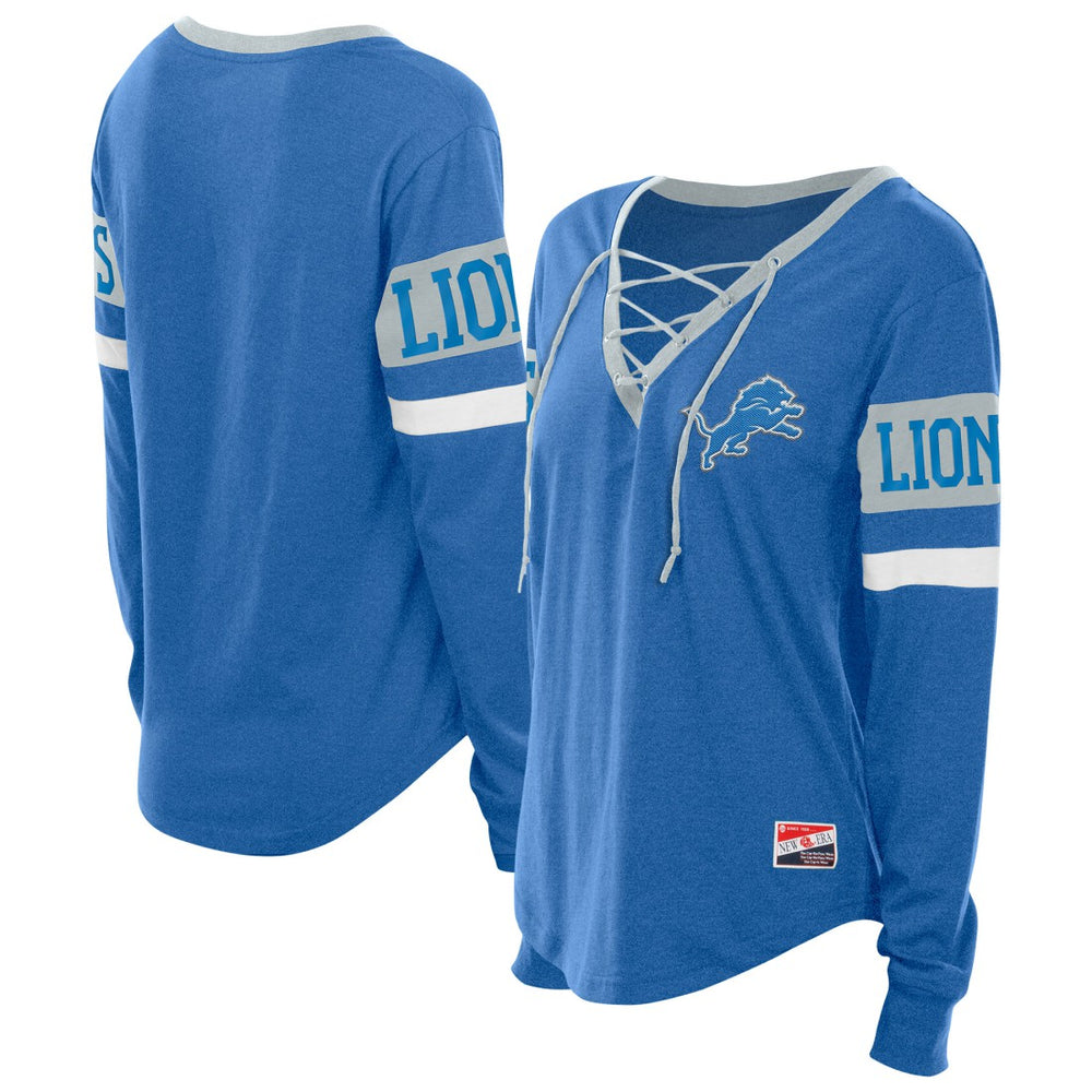 Women's Throwback Lace-Up Long-Sleeve T-Shirt - Detroit Lions T-shirts