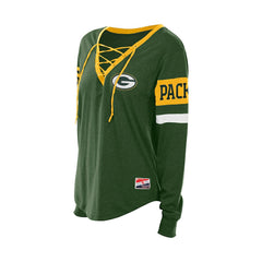 Women's Throwback Lace-Up Long-Sleeve T-Shirt - Green Bay Packers T-shirts