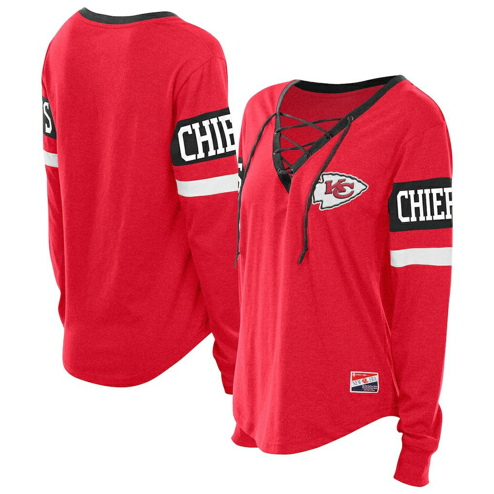 Women's Throwback Lace-Up Long-Sleeve T-Shirt - Kansas City Chiefs T-shirts
