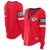 Women's Throwback Lace-Up Long-Sleeve T-Shirt - Kansas City Chiefs T-shirts