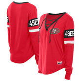 Women's Throwback Lace-Up Long-Sleeve T-Shirt - San Francisco 49ers T-shirts