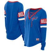 Women's Throwback Lace-Up Long-Sleeve T-Shirt - Buffalo Bills T-shirts