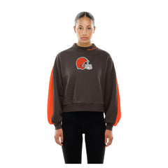 Women's Sport Night Mock Neck Balloon Sleeve Pullover Sweatshirt - Cleveland Browns Pullover