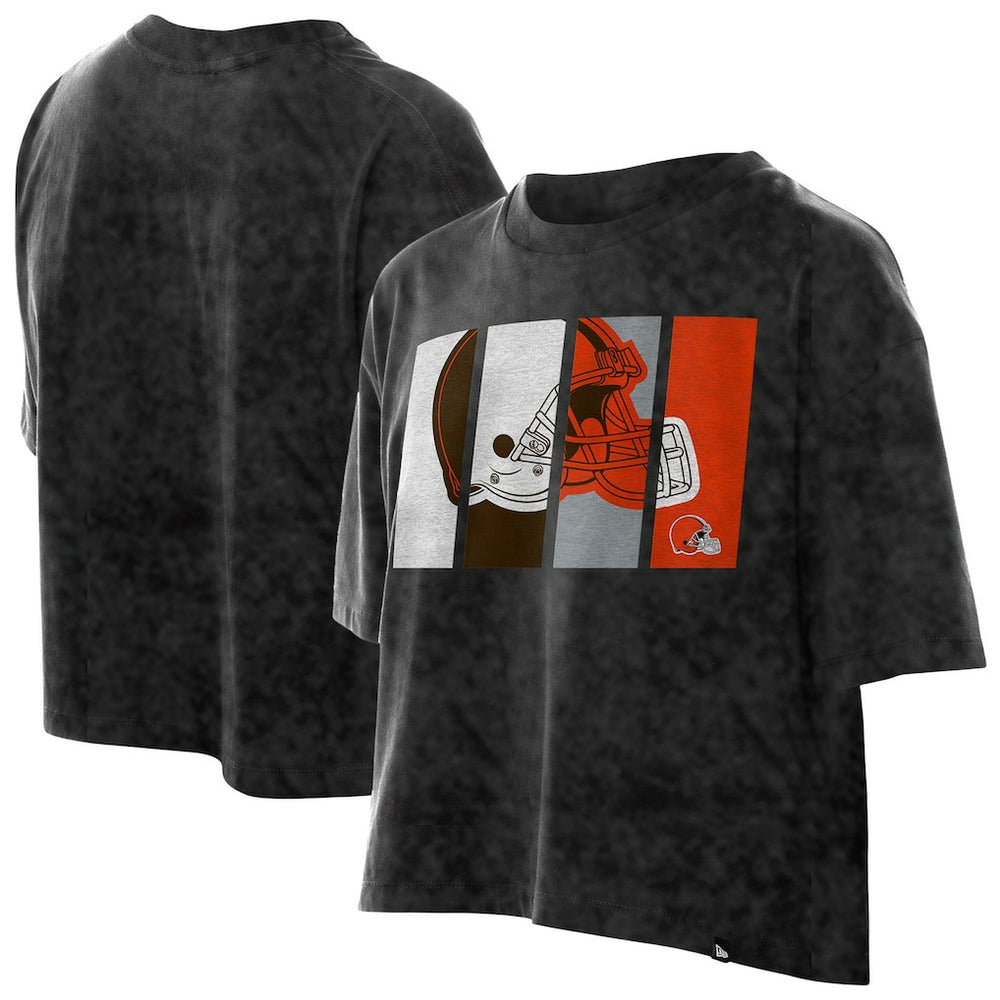 Women's Boxy Cropped Sport Night Mineral Wash T-Shirt - Cleveland Browns T-shirts