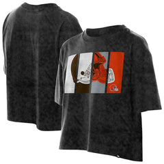 Women's Boxy Cropped Sport Night Mineral Wash T-Shirt - Cleveland Browns T-shirts
