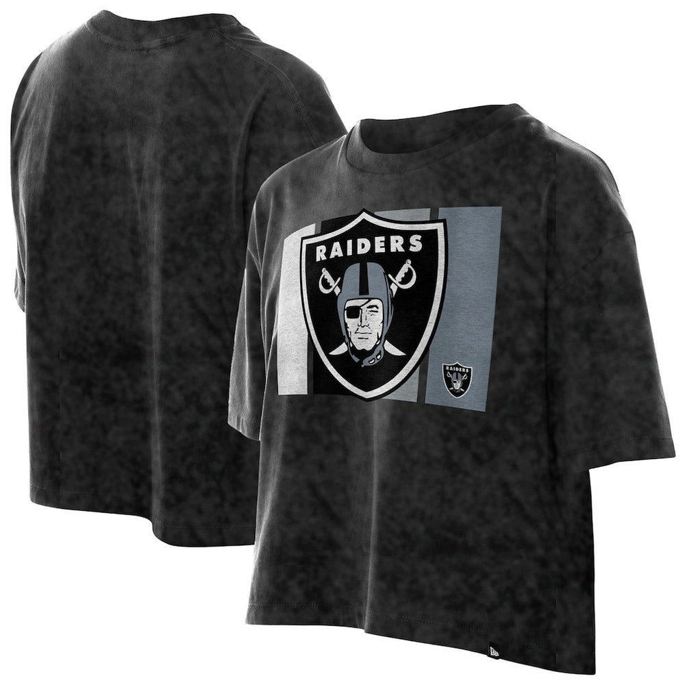 Women's Boxy Cropped Sport Night Mineral Wash T-Shirt - Las Vegas Raiders T-shirts