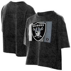 Women's Boxy Cropped Sport Night Mineral Wash T-Shirt - Las Vegas Raiders T-shirts
