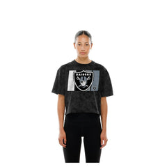 Women's Boxy Cropped Sport Night Mineral Wash T-Shirt - Las Vegas Raiders T-shirts