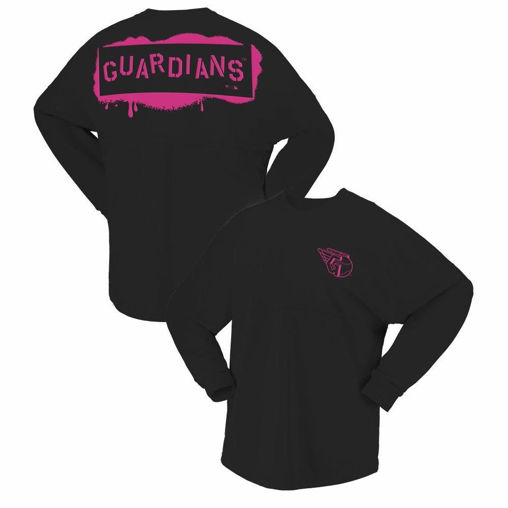 Black Cleveland Guardians Fanatics Women's Neon Jersey Long Sleeve T-Shirt