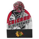 NHL Chicago Blackhawks Outerstuff Youth New Edge Cuffed Knit Hat with Pom