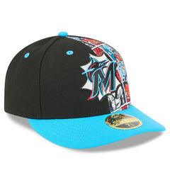 Black/Blue Miami Marlins New Era 2025 MLB Diamond Hero Edition Low Profile 59FIFTY Fitted Hat