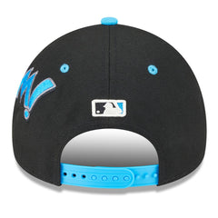 Black/Blue Miami Marlins New Era Youth 2025 MLB Diamond Hero Edition A-Frame 9FORTY Adjustable Hat