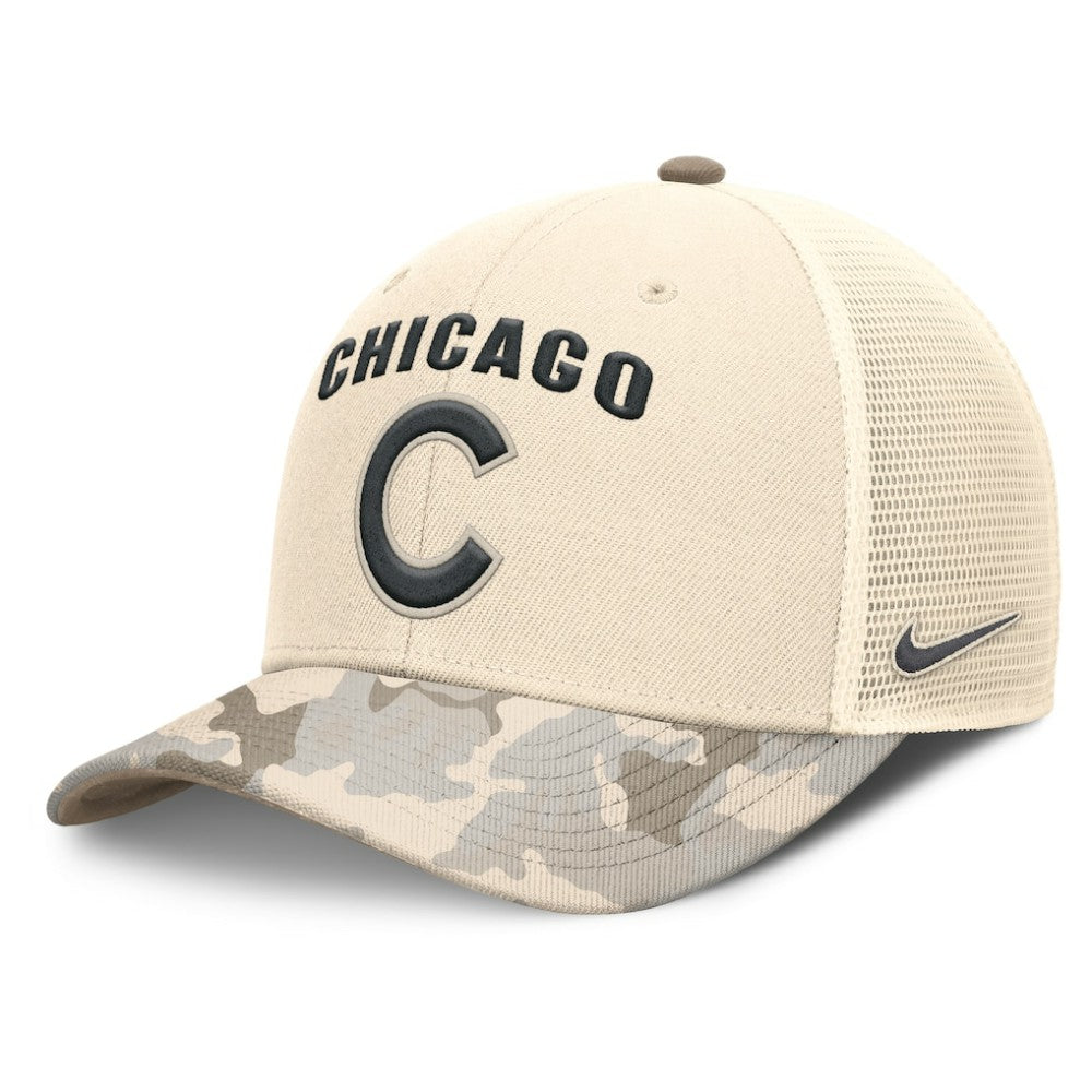 Natural Chicago Cubs Nike Camo Natural Pack Rise Adjustable Trucker Hat