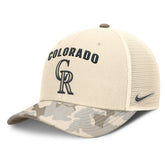 Natural Colorado Rockies Nike Camo Natural Pack Rise Adjustable Trucker Hat