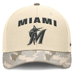 Natural Miami Marlins Nike Camo Natural Pack Rise Adjustable Trucker Hat