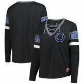 Women's Plus Size Throwback Lace-Up Long Sleeve T-Shirt - Indianapolis Colts T-shirts