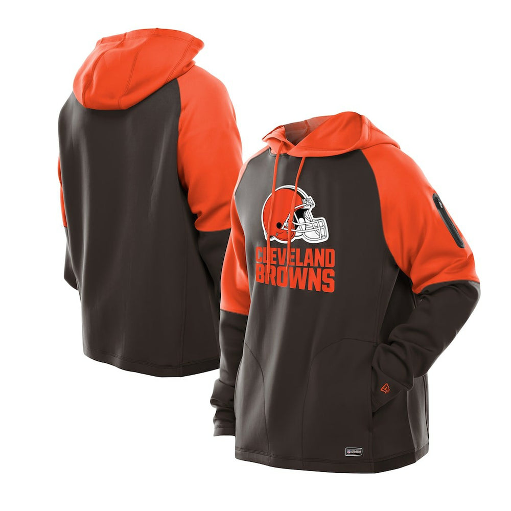Combine Authentic Color Block Raglan Pullover Hoodie - Cleveland Browns Hoodies
