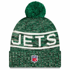 2025 Sideline Cold Weather Cuffed Knit Hat with Pom - New York Jets Hats
