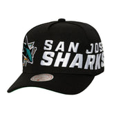 NHL San Jose Sharks Mitchell & Ness Busted Logo Wordmark Wrap-Around Pro Pinch Adjustable Hat