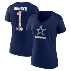 Women's Floral Number 1 Mom V-Neck T-Shirt - Dallas Cowboys T-shirts