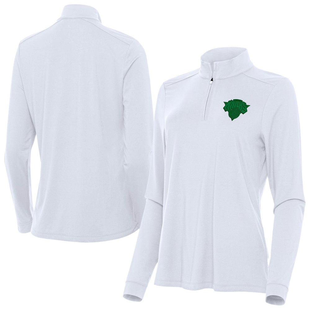 New York Knicks Antigua Women's St. Patrick's Day Intent Quarter-Zip Top