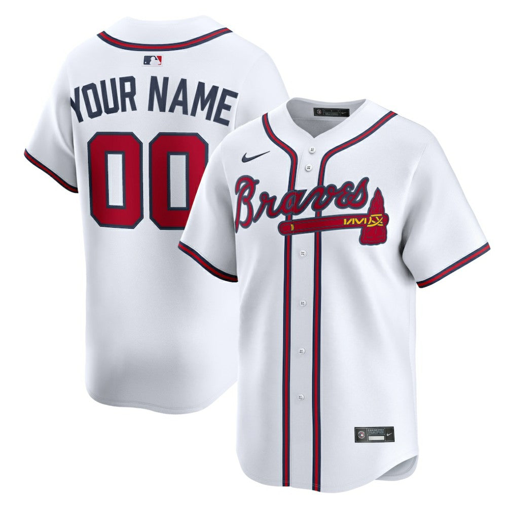 White Atlanta Braves Nike Home Limited Custom Jersey