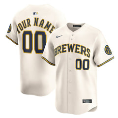 Cream Milwaukee Brewers Nike Home Limited Custom Jersey