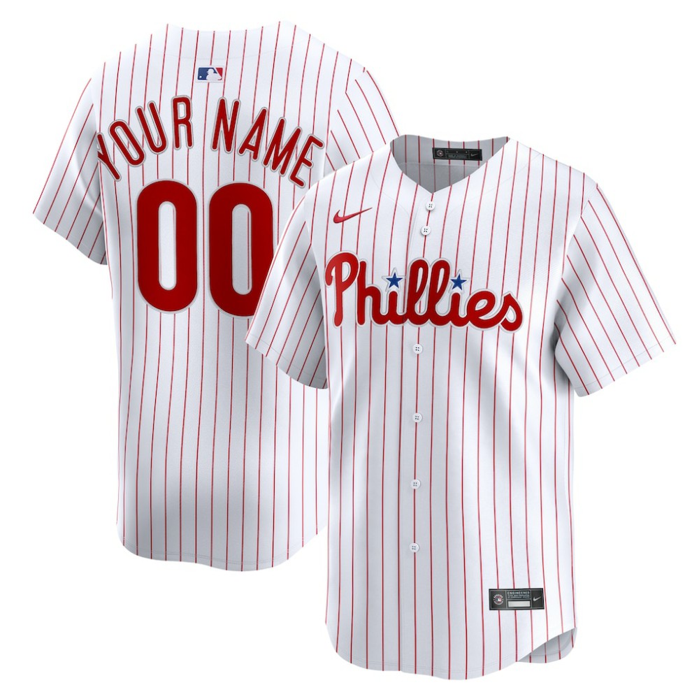 White Philadelphia Phillies Nike Home Limited Custom Jersey
