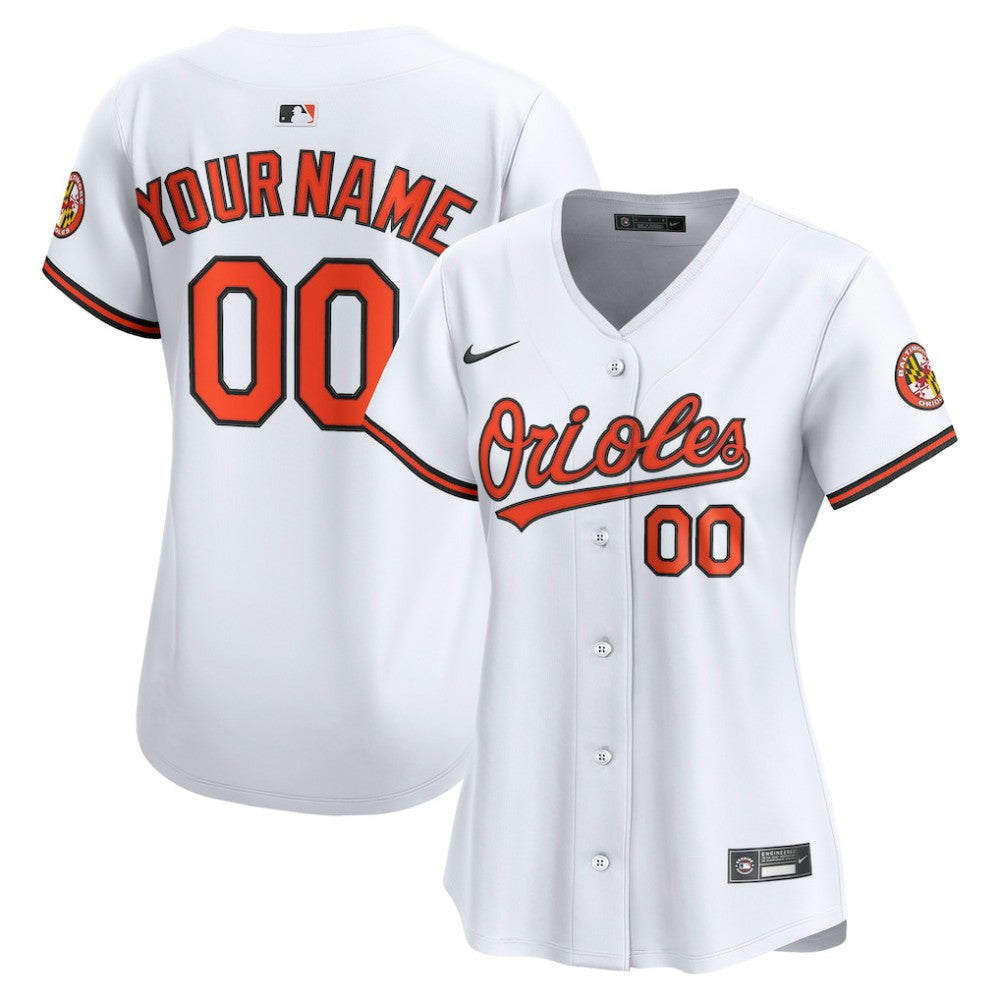 White Baltimore Orioles Nike Women's Home Limited Custom Jersey