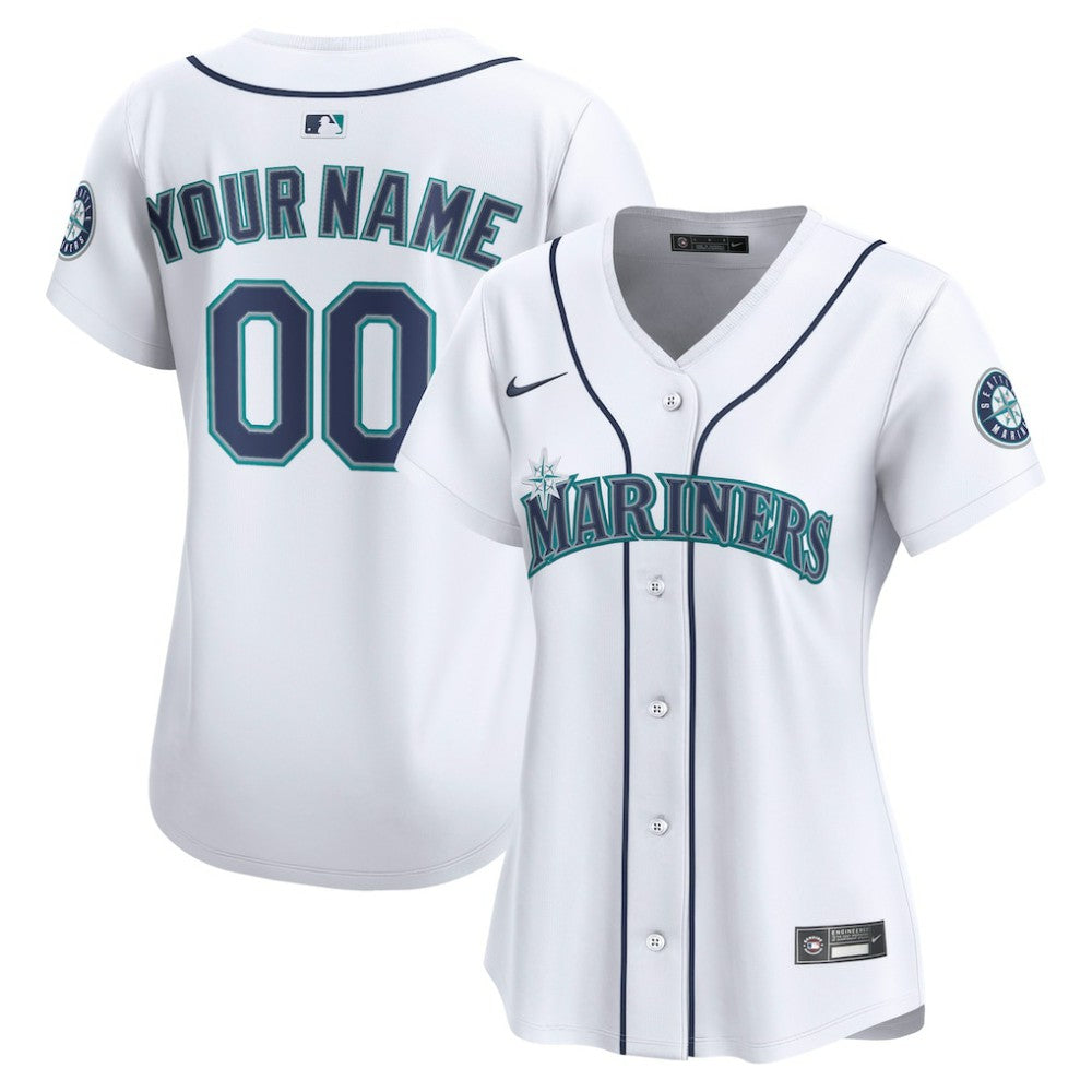 White Seattle Mariners Nike Women's Home Limited Custom Jersey