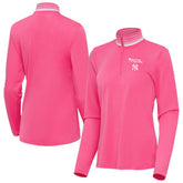 Pink New York Yankees Antigua Women's Spring Training Palmetto Quarter-Zip Top