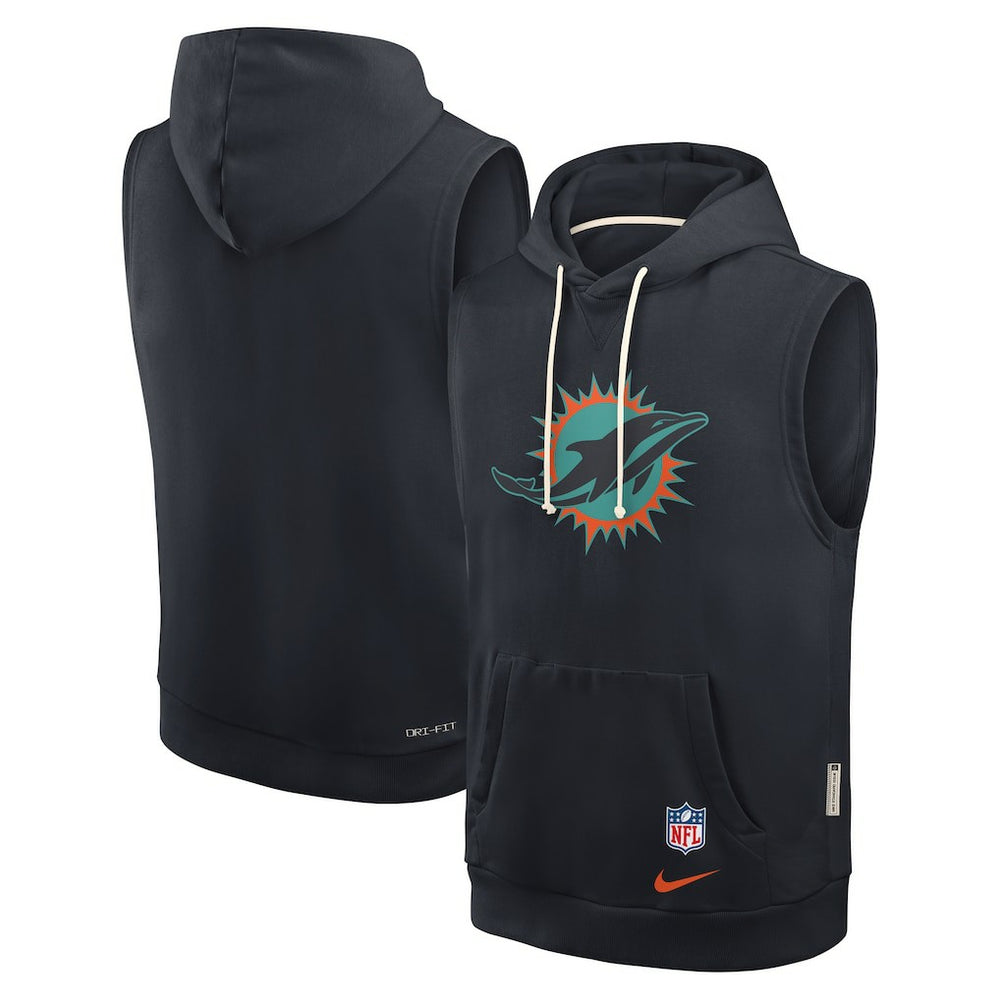 2025 Rivalries Collection Standard Issue Sideline Dri-FIT Sleeveless Hoodie - Miami Dolphins Hoodies