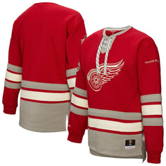 NHL Detroit Red Wings Mitchell & Ness Women's Heritage Lace-Up Pullover Sweatshirt