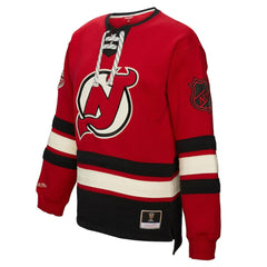 NHL New Jersey Devils Mitchell & Ness Women's Heritage Lace-Up Pullover Sweatshirt