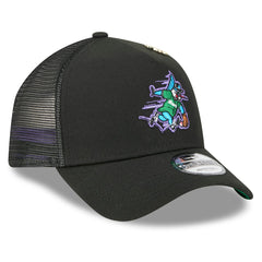 Black Miami Marlins New Era 2025 Big League Chew A-Frame 9FORTY Adjustable Trucker Hat