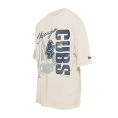 Cream Chicago Cubs New Era Cooperstown Collection Oversized Throwback Distressed T-Shirt