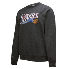 Philadelphia 76ers Hardwood Classics Blackout Collection Snow Washed Pullover Sweatshirt