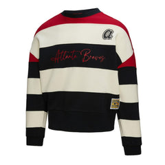 Red/Black Atlanta Braves Mitchell & Ness Women's Cooperstown Collection Blocked Fleece Pullover Sweatshirt- Red/Black