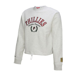 Heather Gray Philadelphia Phillies Mitchell & Ness Women's Cropped Toggle Pullover Sweatshirt
