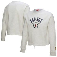 Heather Gray Boston Red Sox Mitchell & Ness Women's Cropped Toggle Pullover Sweatshirt