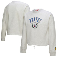 Heather Gray Atlanta Braves Mitchell & Ness Women's Cropped Toggle Pullover Sweatshirt