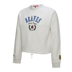 Heather Gray Atlanta Braves Mitchell & Ness Women's Cropped Toggle Pullover Sweatshirt