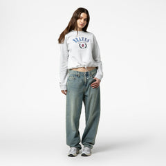 Heather Gray Atlanta Braves Mitchell & Ness Women's Cropped Toggle Pullover Sweatshirt